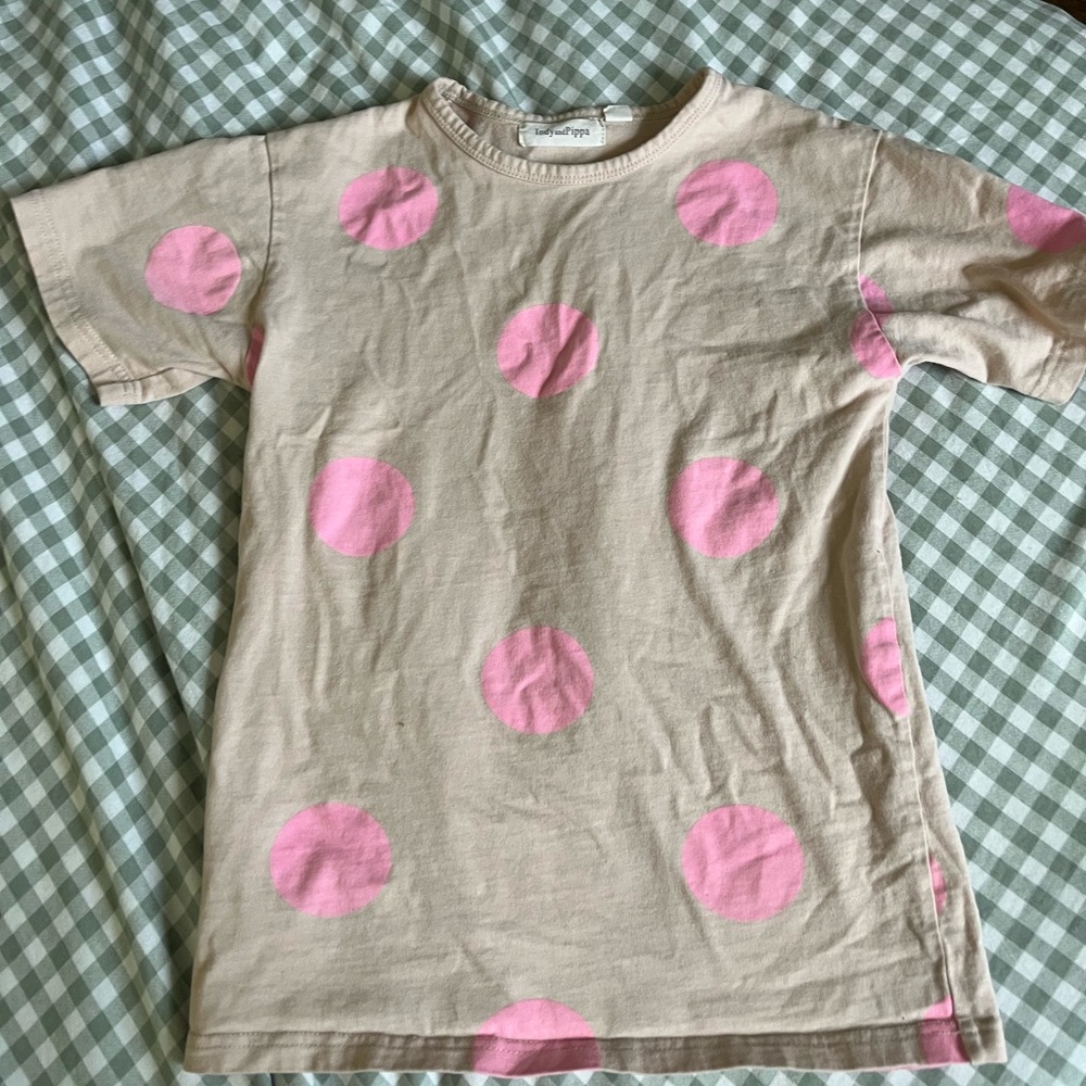 Indy + Pippa Kids Short Sleeve dress with Pink Polka Dots 3T